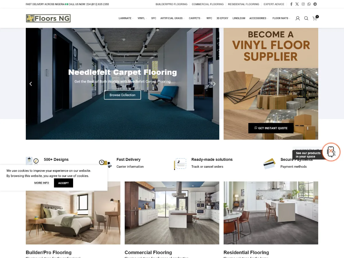 Floors Nigeria website screenshot — project by Johnnybits